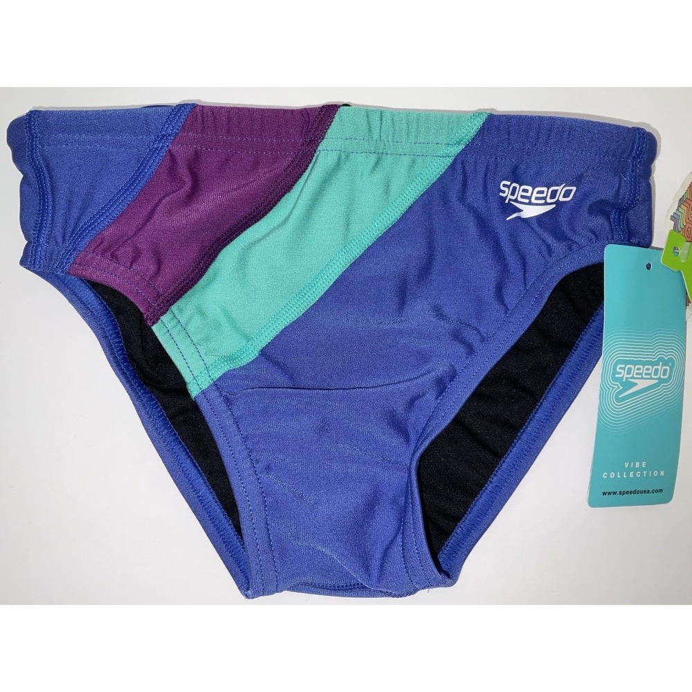 NWT Men's Speedo Vibe Collection Eco Endurance Brief Swim Trunks Dazzle Blue 26 - Picture 2 of 6